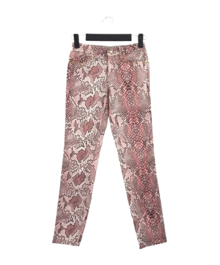 Just Cavalli Snake Pattern Denim Trousers In Nude