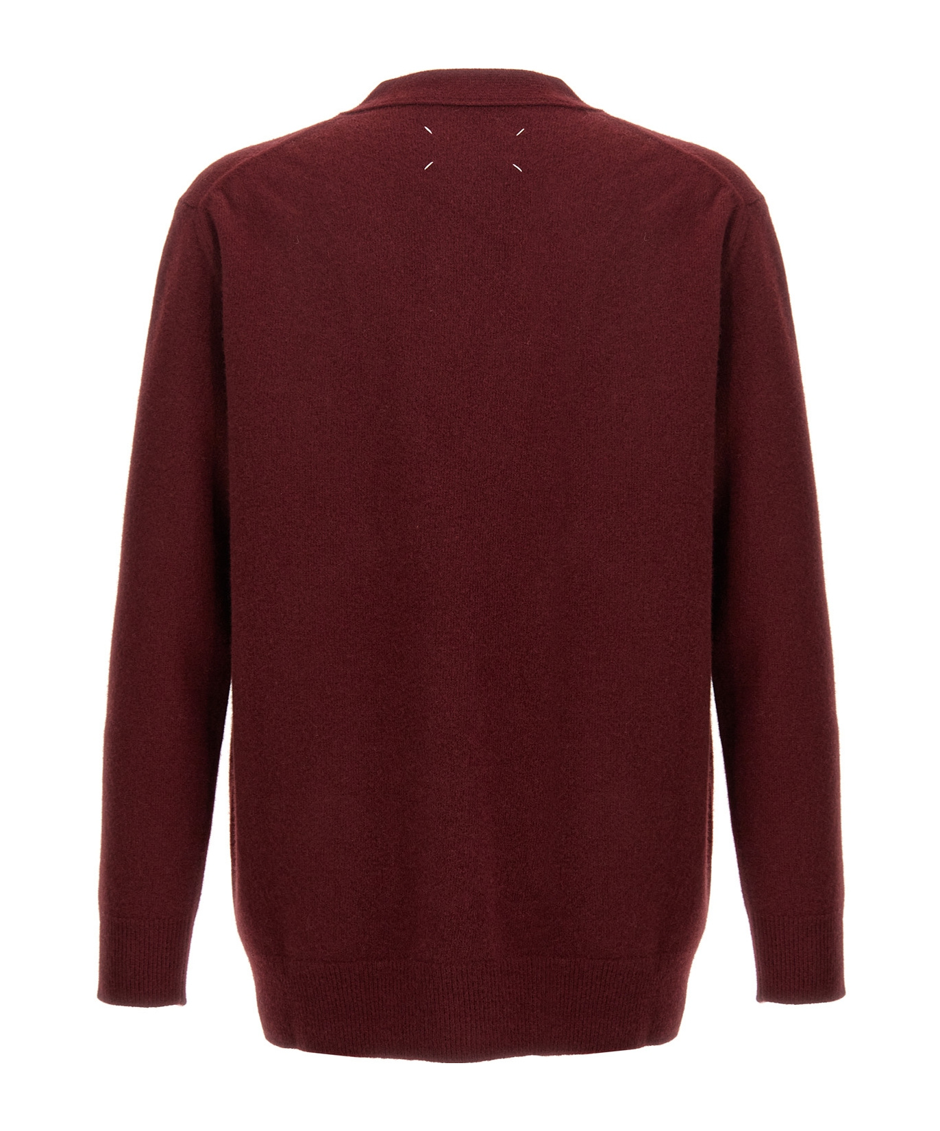 Maison Margiela Wool Cardigan With V-neck And Back Detail In Brown