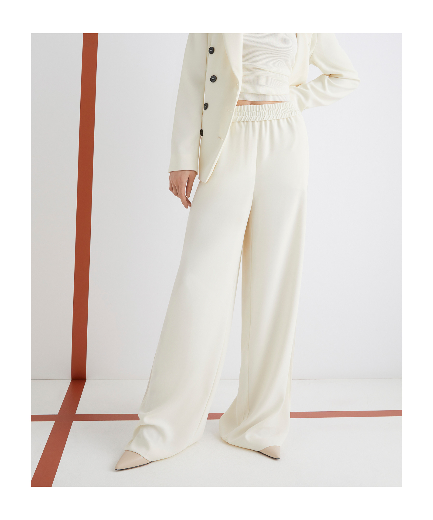Marella Envers Satin Trousers - Wool White In White