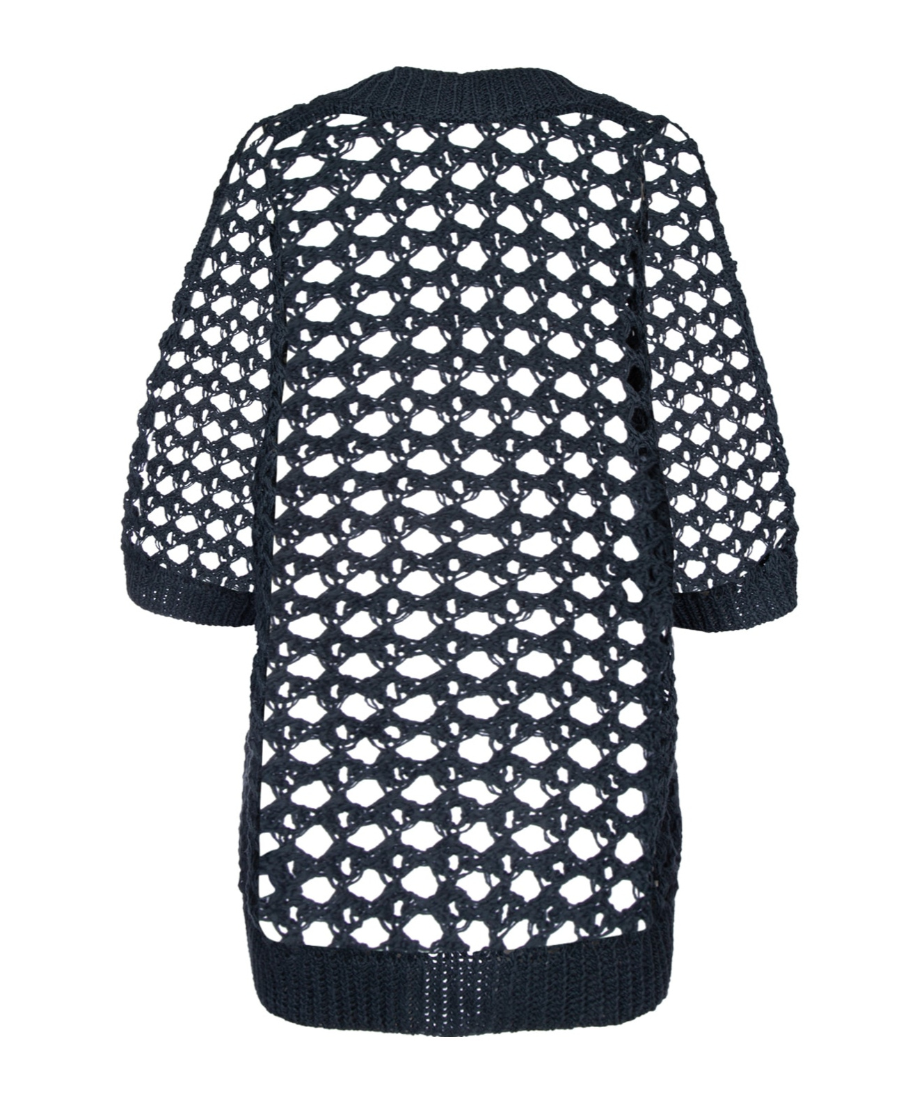 Brunello Cucinelli Open-knit Midi Cardi-coat In Black