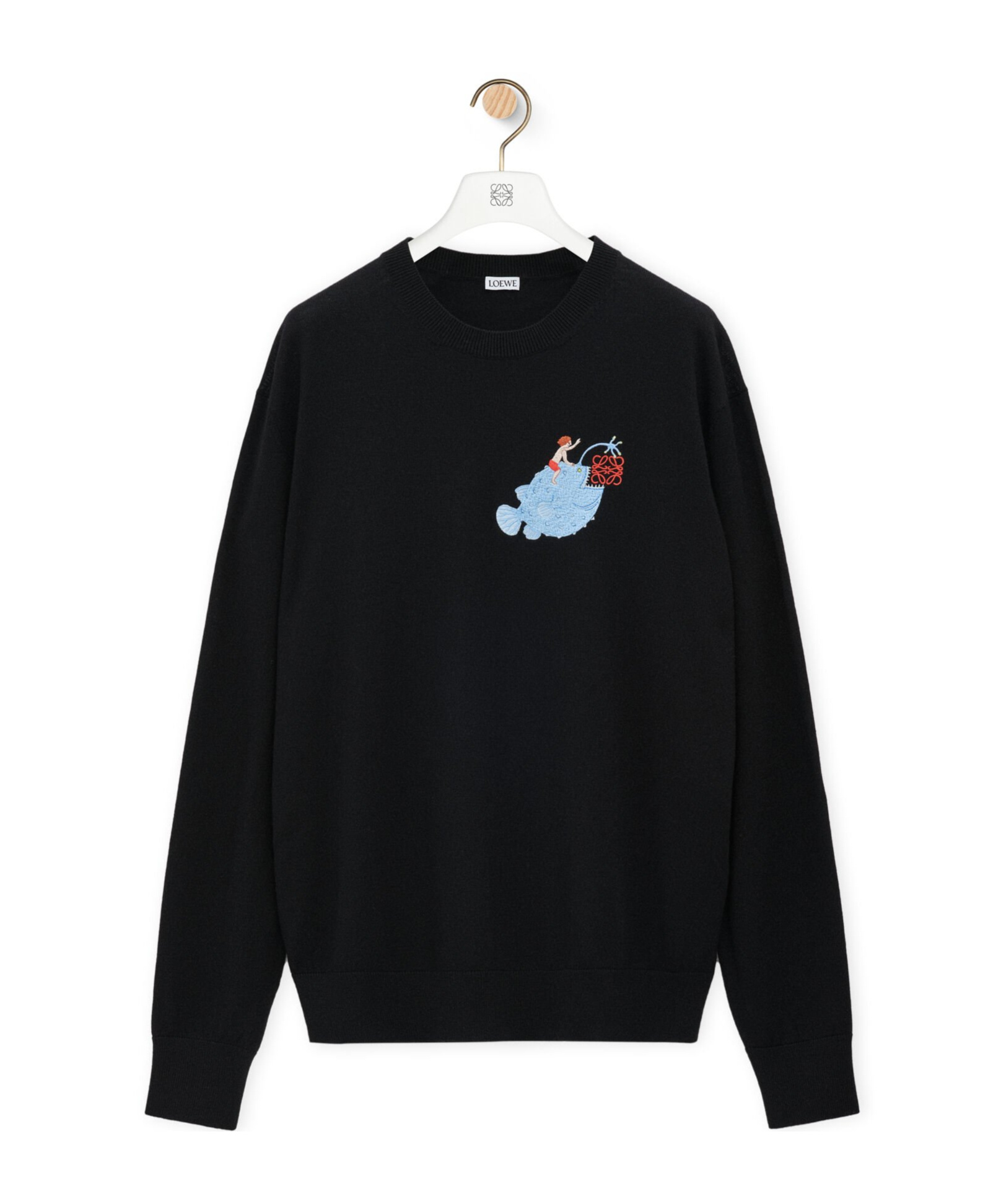Loewe Long-sleeved Wool Sweater In Black