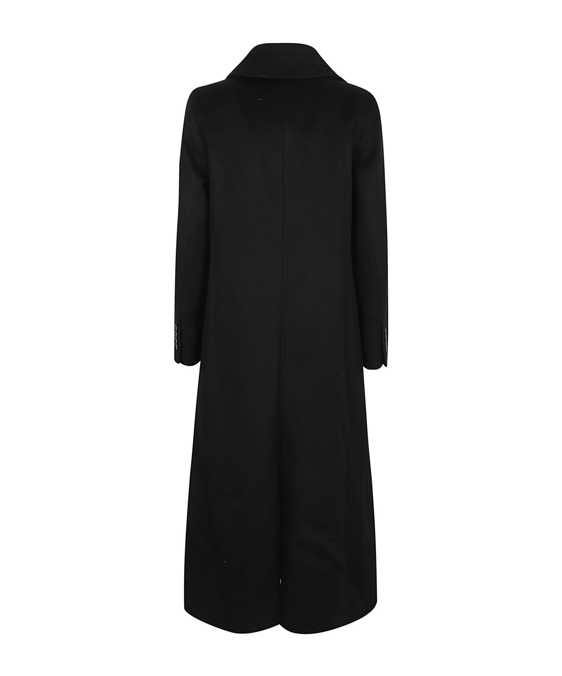 Herno Wool Coat With Pointed Lapels And Pockets In Black