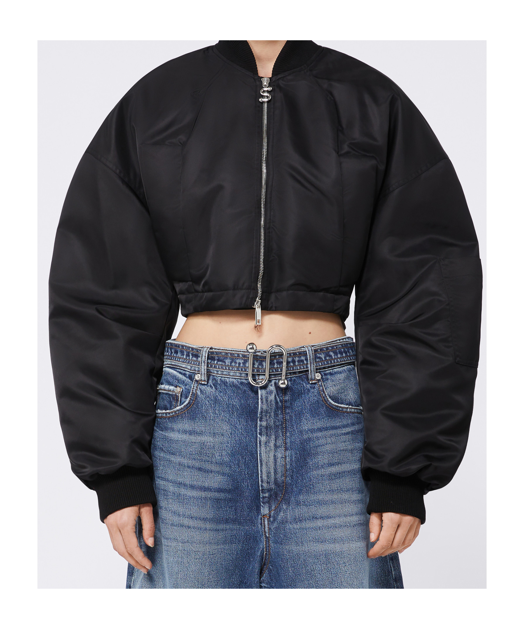 Sportmax Waterproof Twill Bomber Jacket In Black