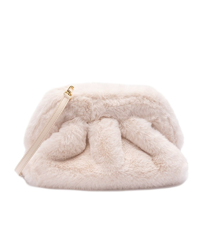 Themoirè Borsa A Tracolla Tia Fur Shell In Nude