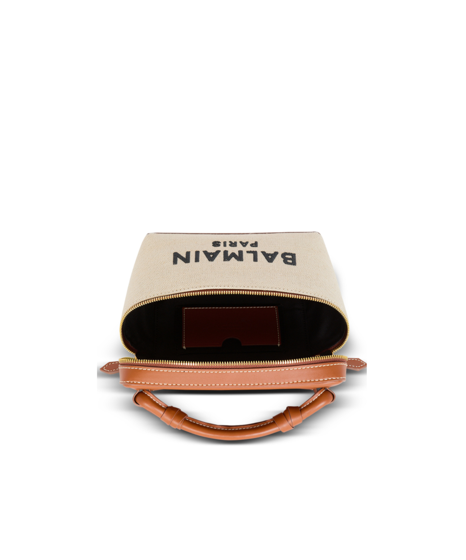 Shop Balmain B-army Vanity Case In Canvas And Leather In White