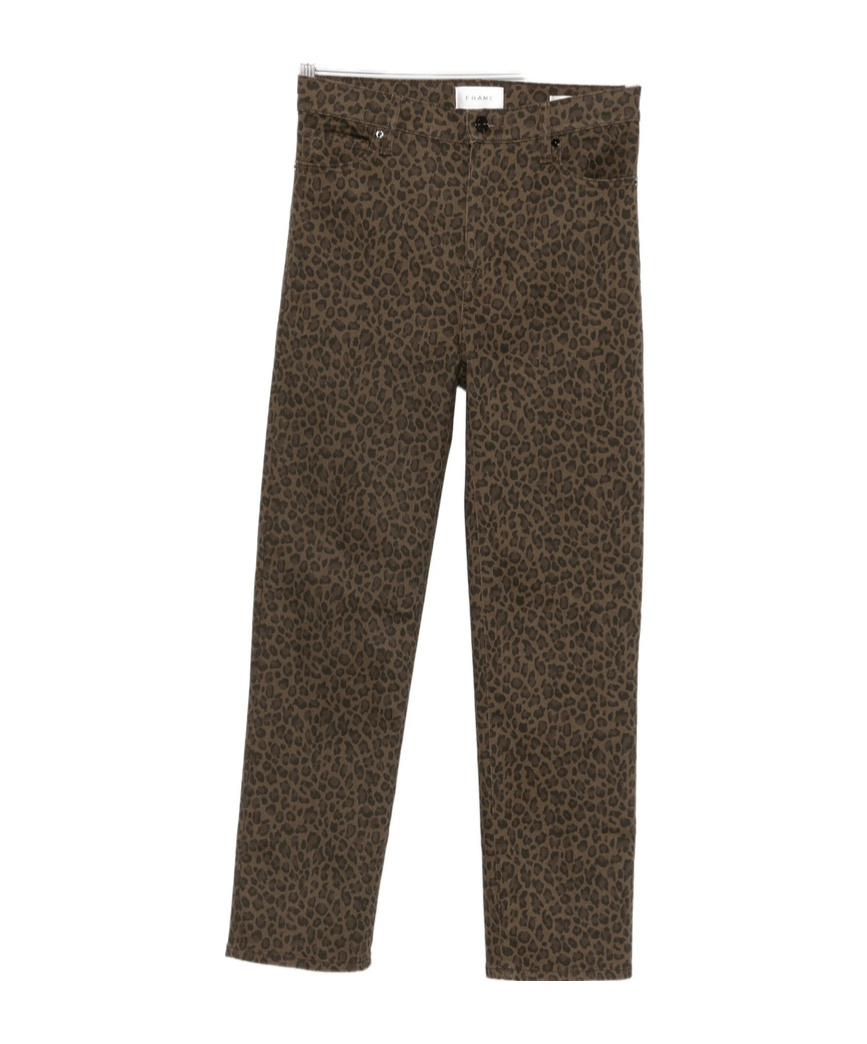 Frame Leopard-print Jeans In Brown