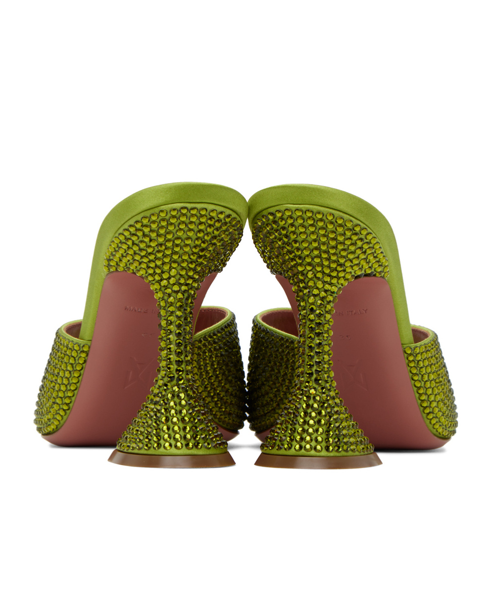 Shop Amina Muaddi Lupita Crystal High-heeled Sandals In Green