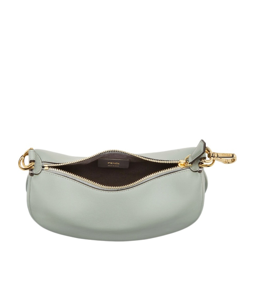 Fendi Women Powder Blue Leather Mini Graphy Handbag In Gray