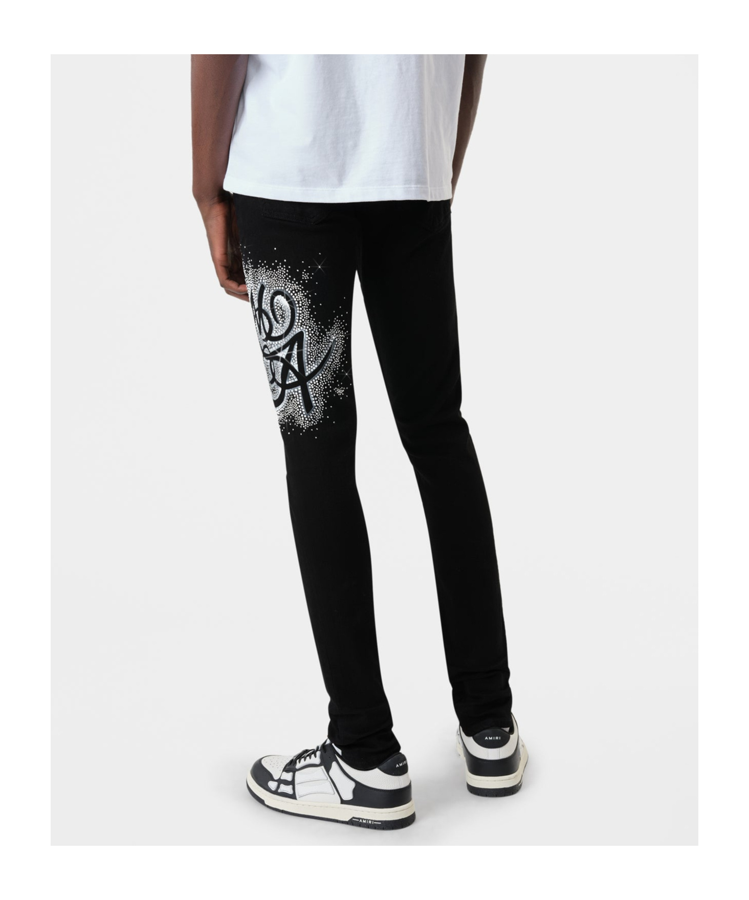 Amiri Black Ma Swirl Crystal Skinny Jeans In Black