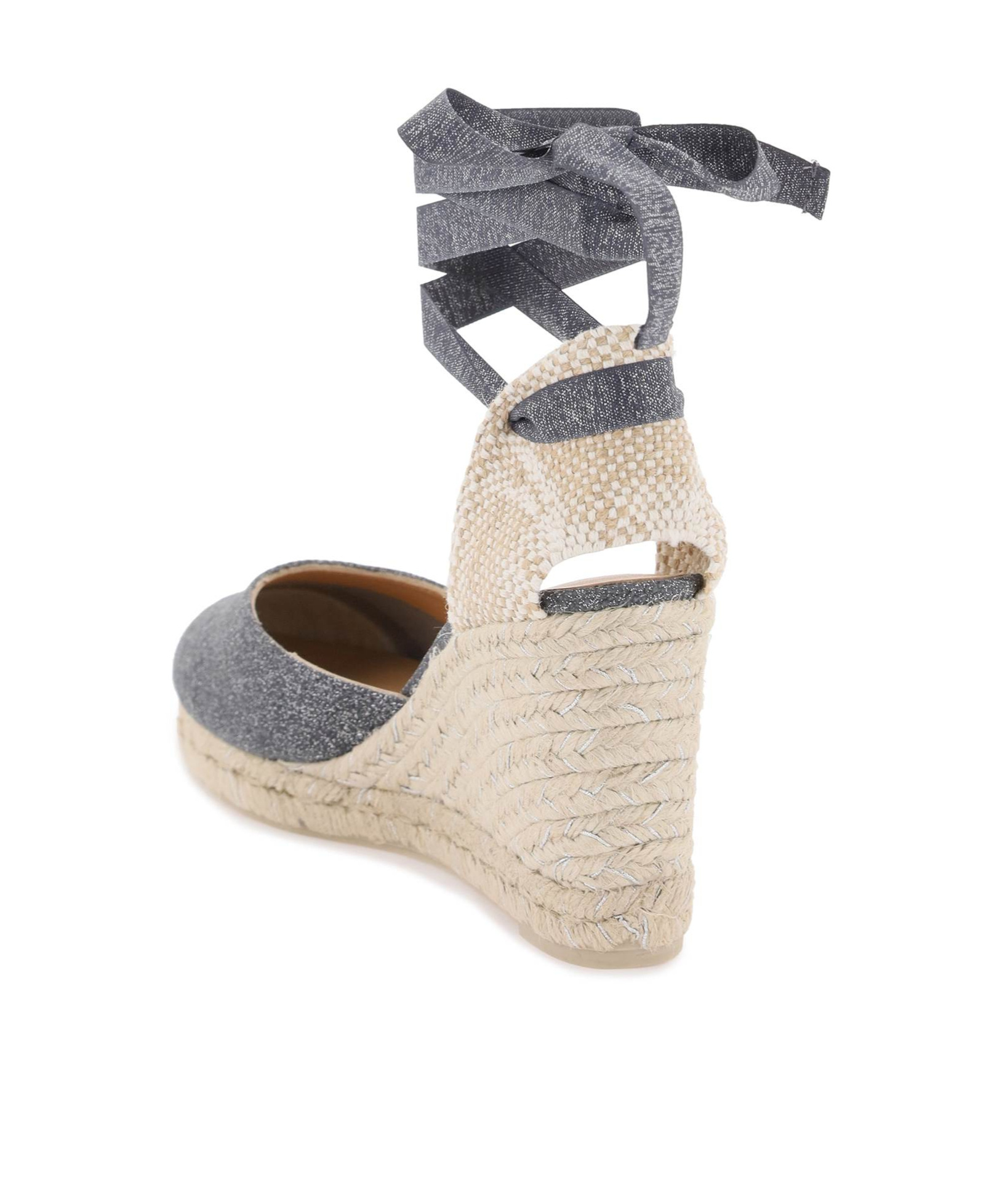 Castaã±er Castaner Lurex Carina Wedge Espadrilles In Nude