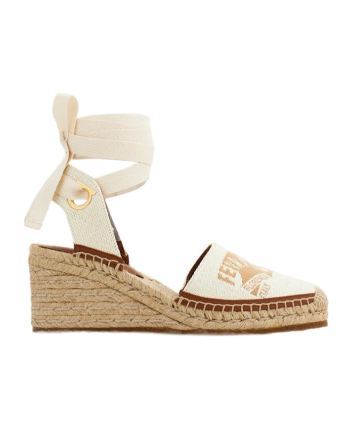 Ferragamo 70mm Logo-jacquard Espadrilles In Brown