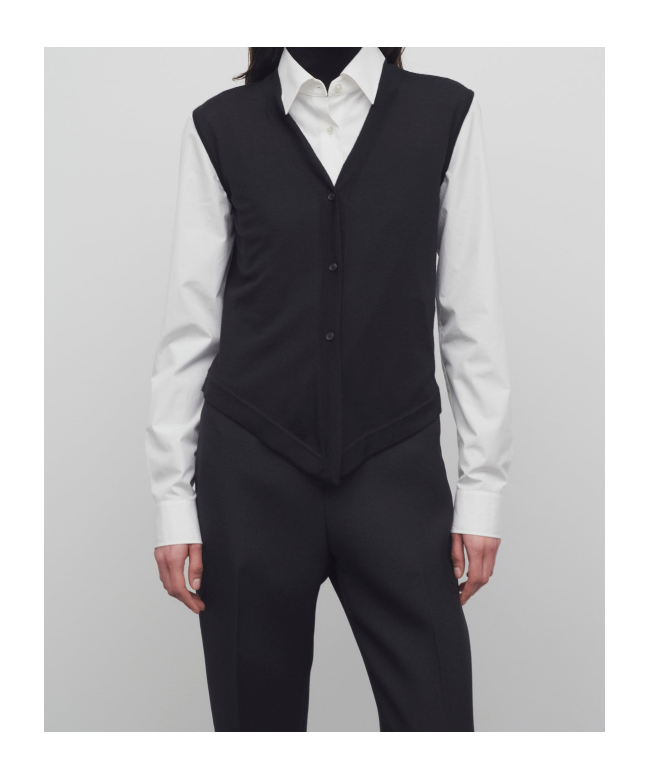 The Row Harrell Wool Knit Vest In Black