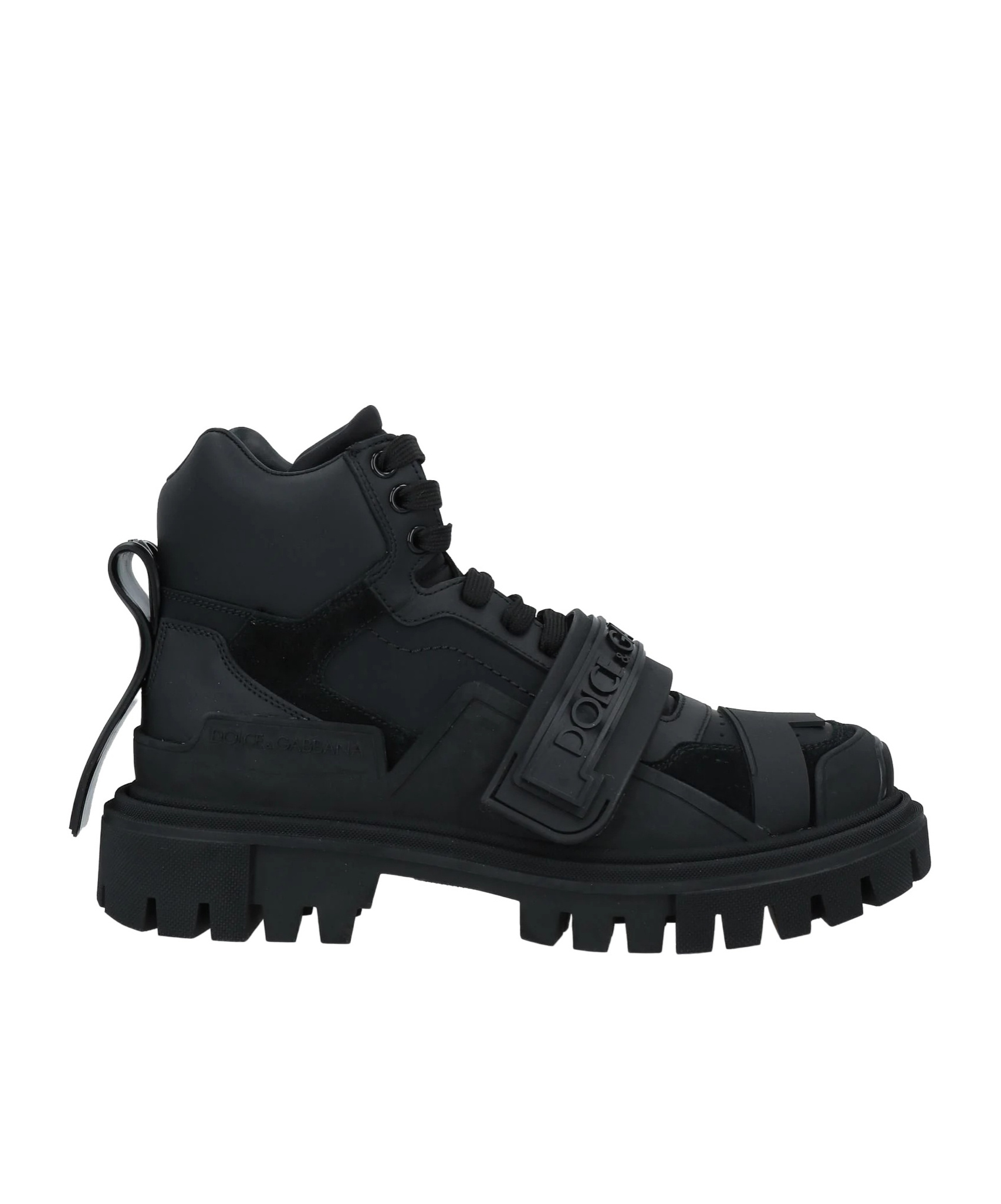 Dolce & Gabbana Solid Suede Platform Boots In Black