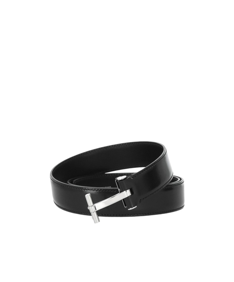 Tom Ford T-buckle Leather Belt In Black