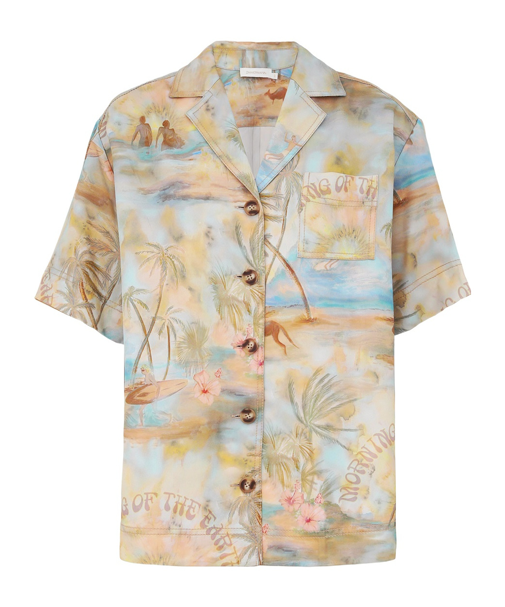 Zimmermann Beige And Light Blue Pattern Shirt In Nude