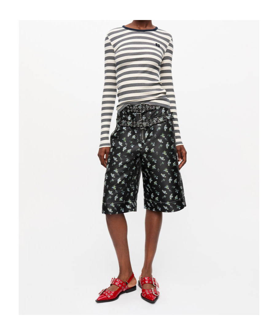 Ganni Organic Cotton Striped T-shirt In White