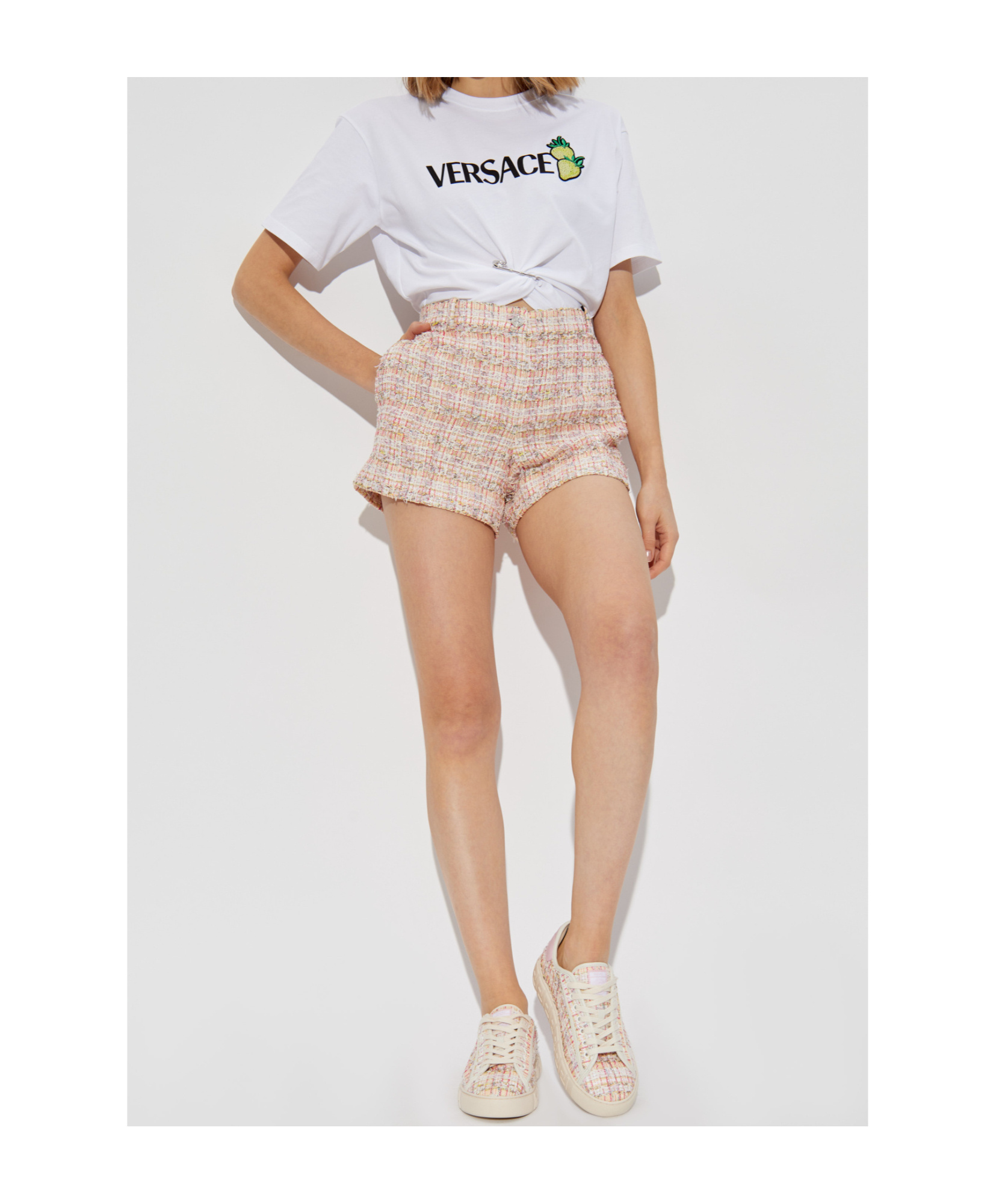 Versace Tweed Shorts In Nude