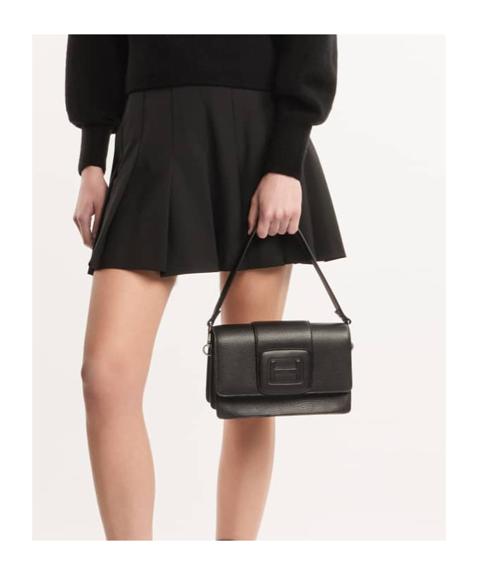 Hogan H-bag Leather Crossbody Bag In Black