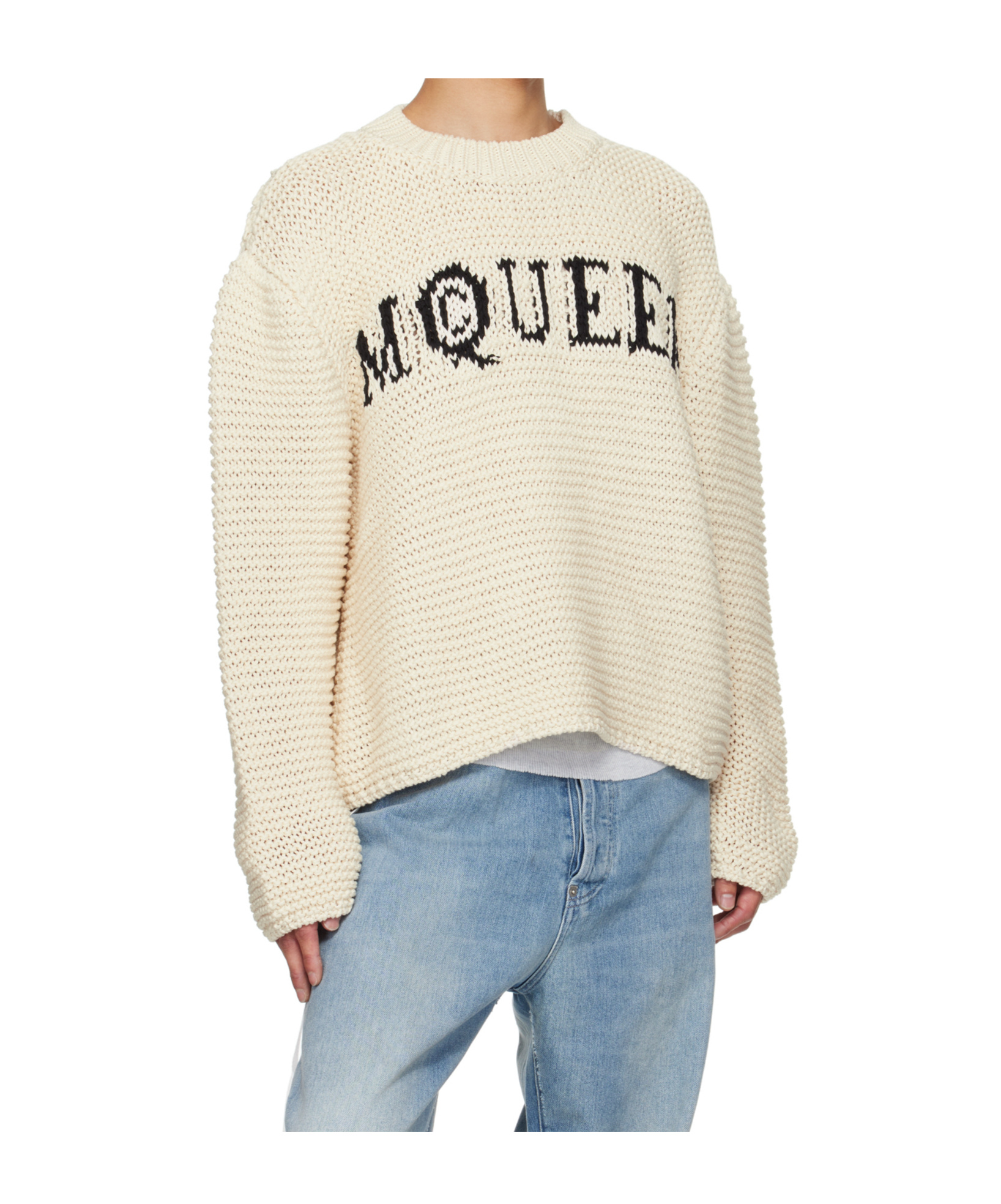 Alexander Mcqueen Crew Neck Long Sleeves Sweater In Neutral
