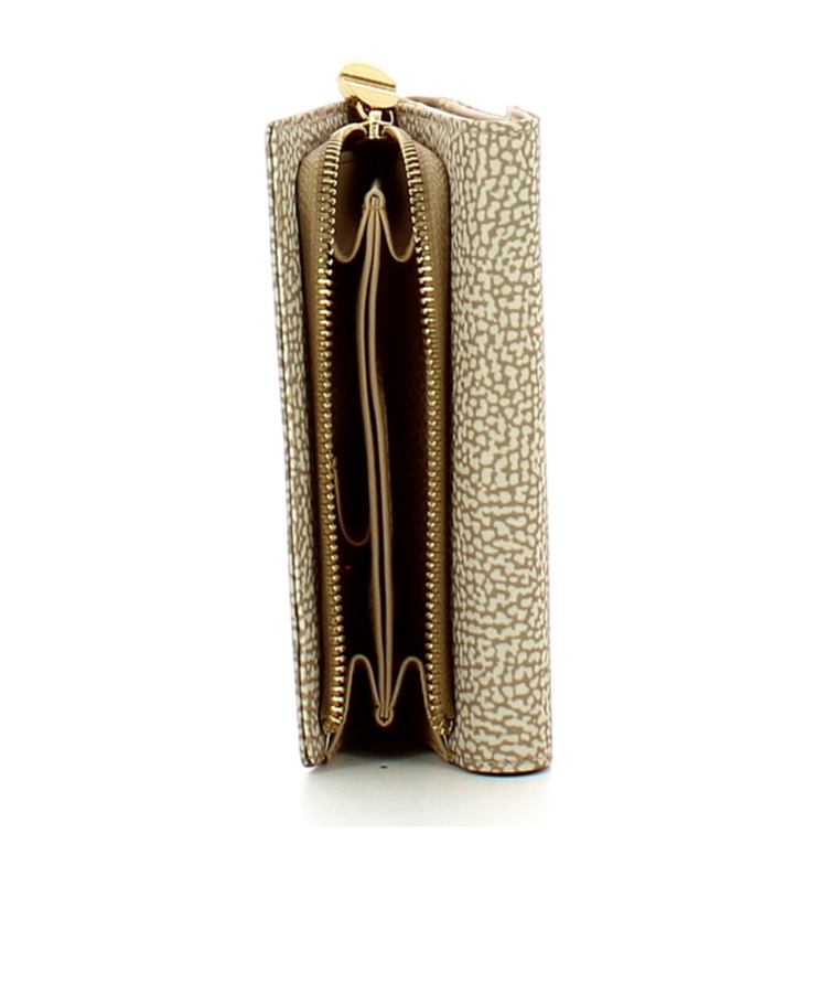 Borbonese Textured Compact Wallet In Sand