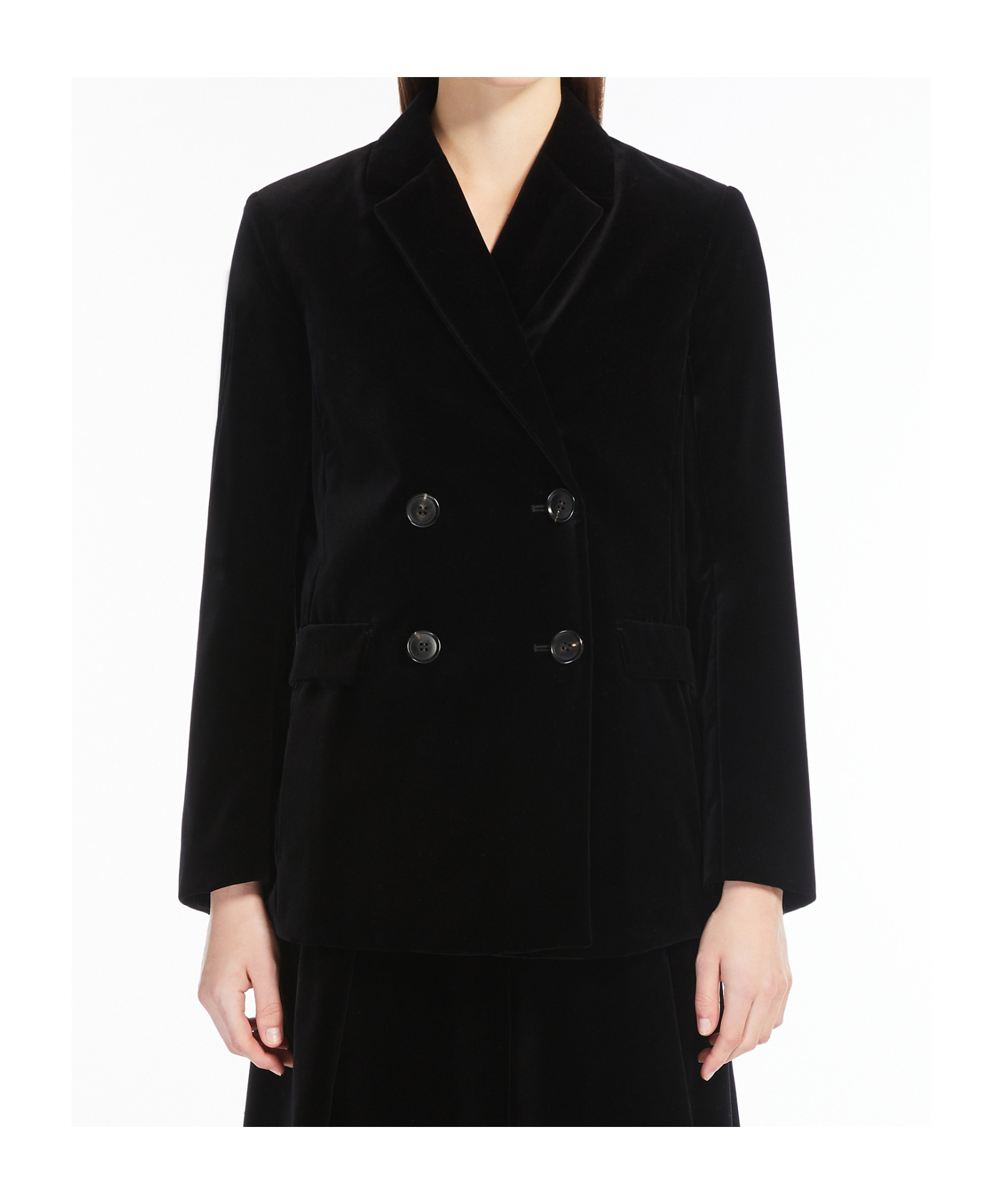 Max Mara 's  Double-breasted Long-sleeved Jacket In Black