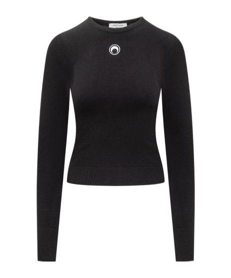Marine Serre Crescent Moon-embroidered Sweater In Black