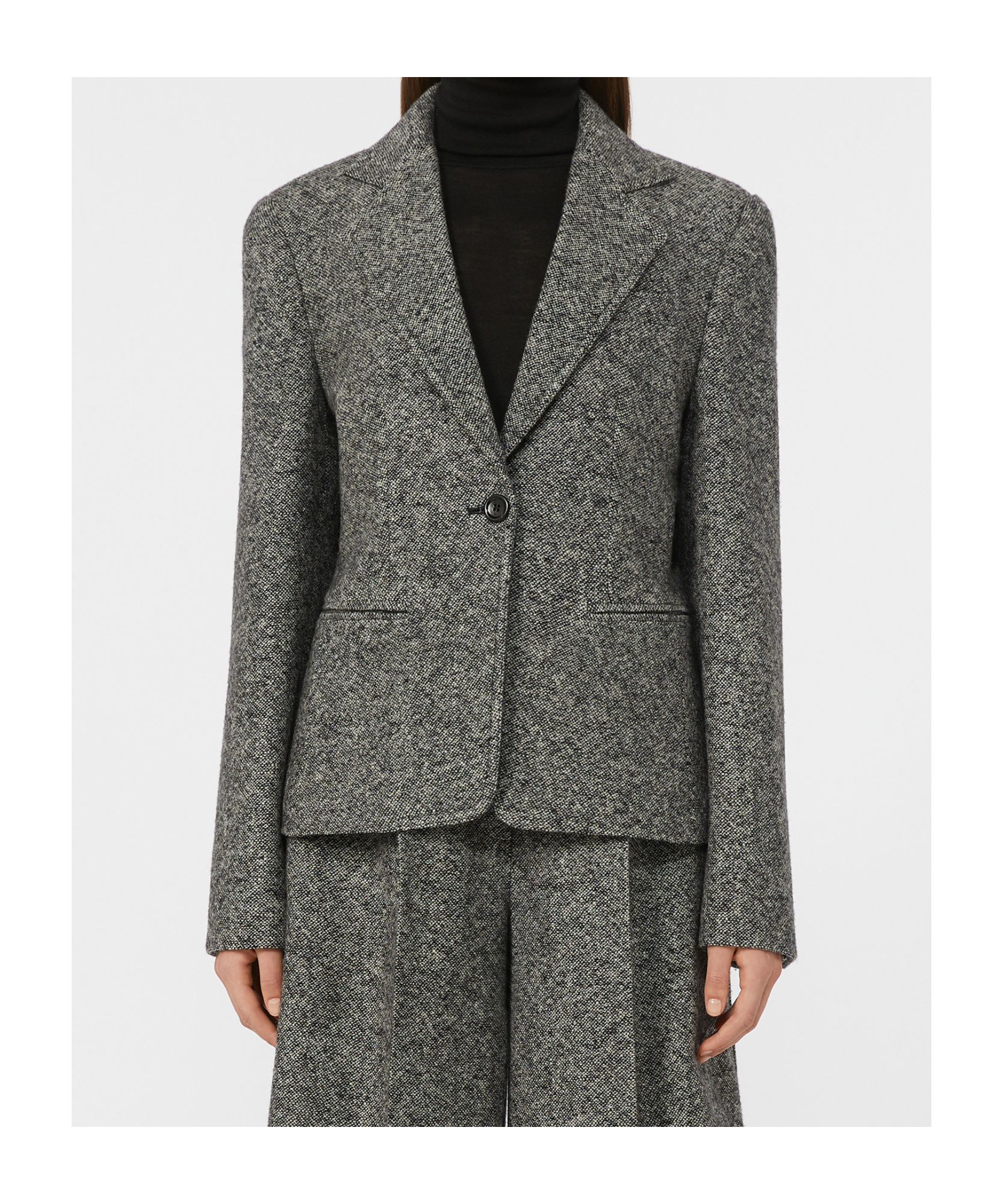Max Mara Salmone Virgin Wool Blend Blazer In Gray