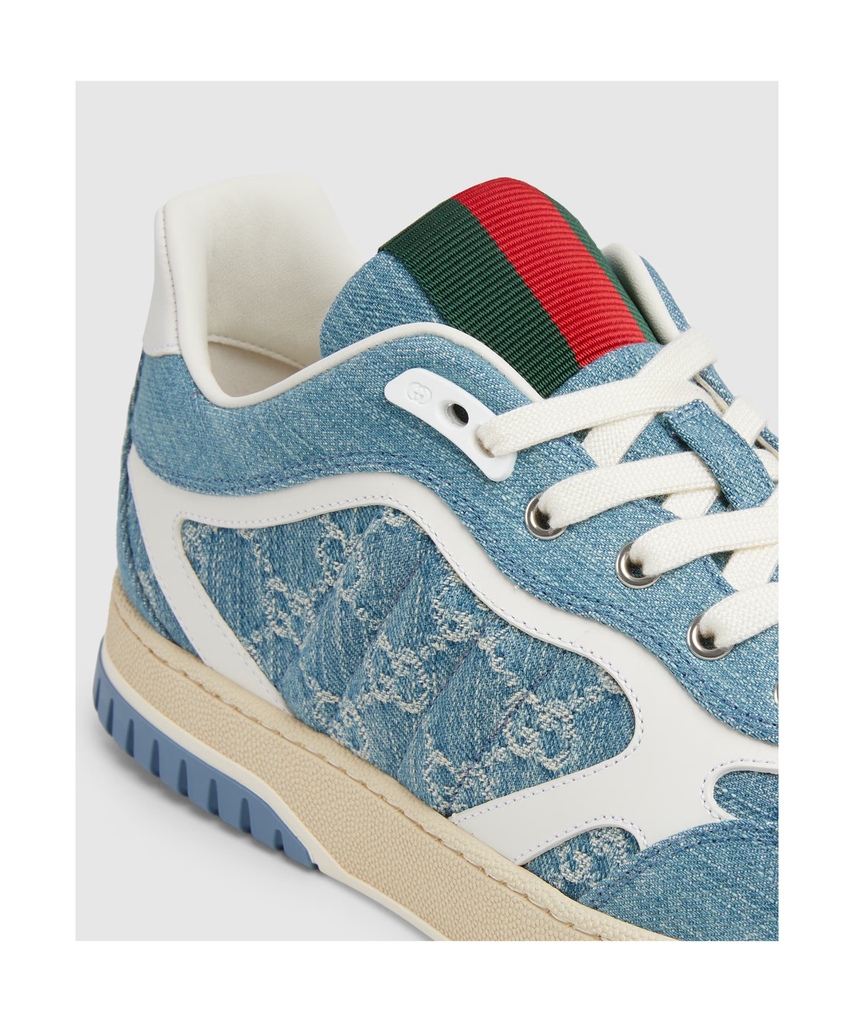 Gucci Denim Fabric Sneakers With Monogram Pattern In Blue