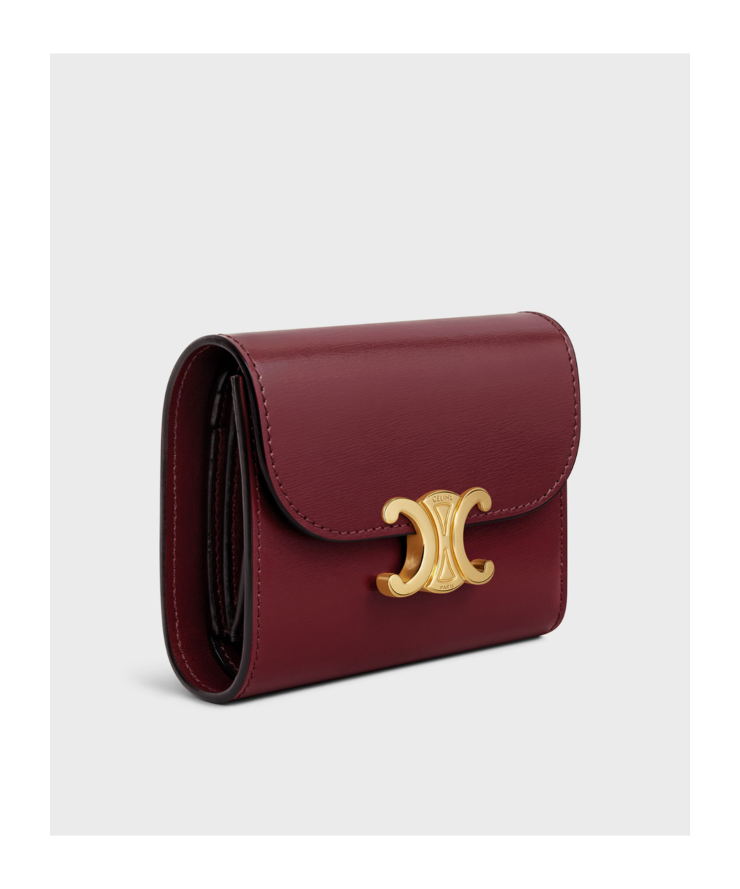 Celine Triomphe Small Flip Wallet In Brown
