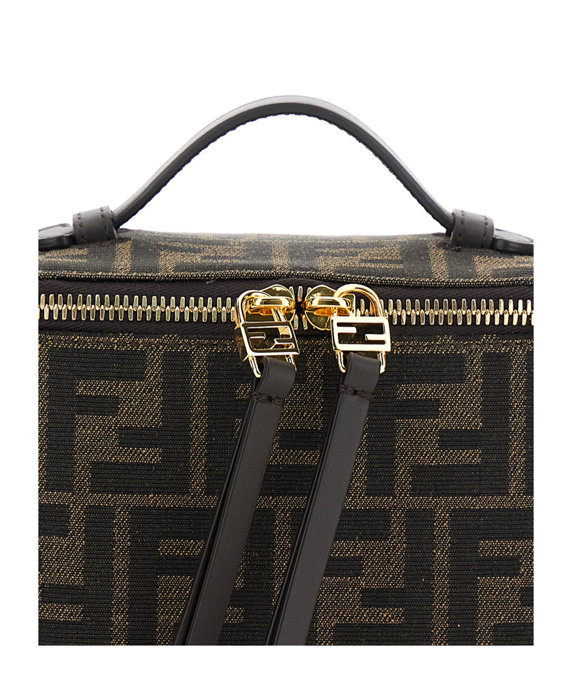 Fendi Vanity Ff-pattern Top-handle Mini Bag In Brown