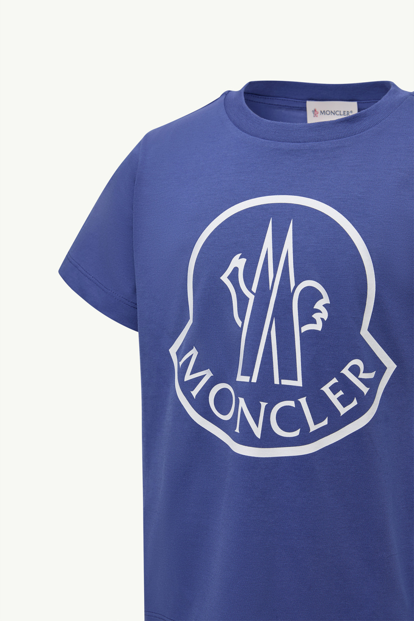 Moncler Printed Logo Cotton T-shirt In Blue