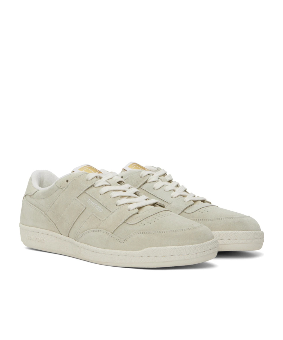 Tom Ford Round Head Lacing Low-cut Casual Sneakers In Nude