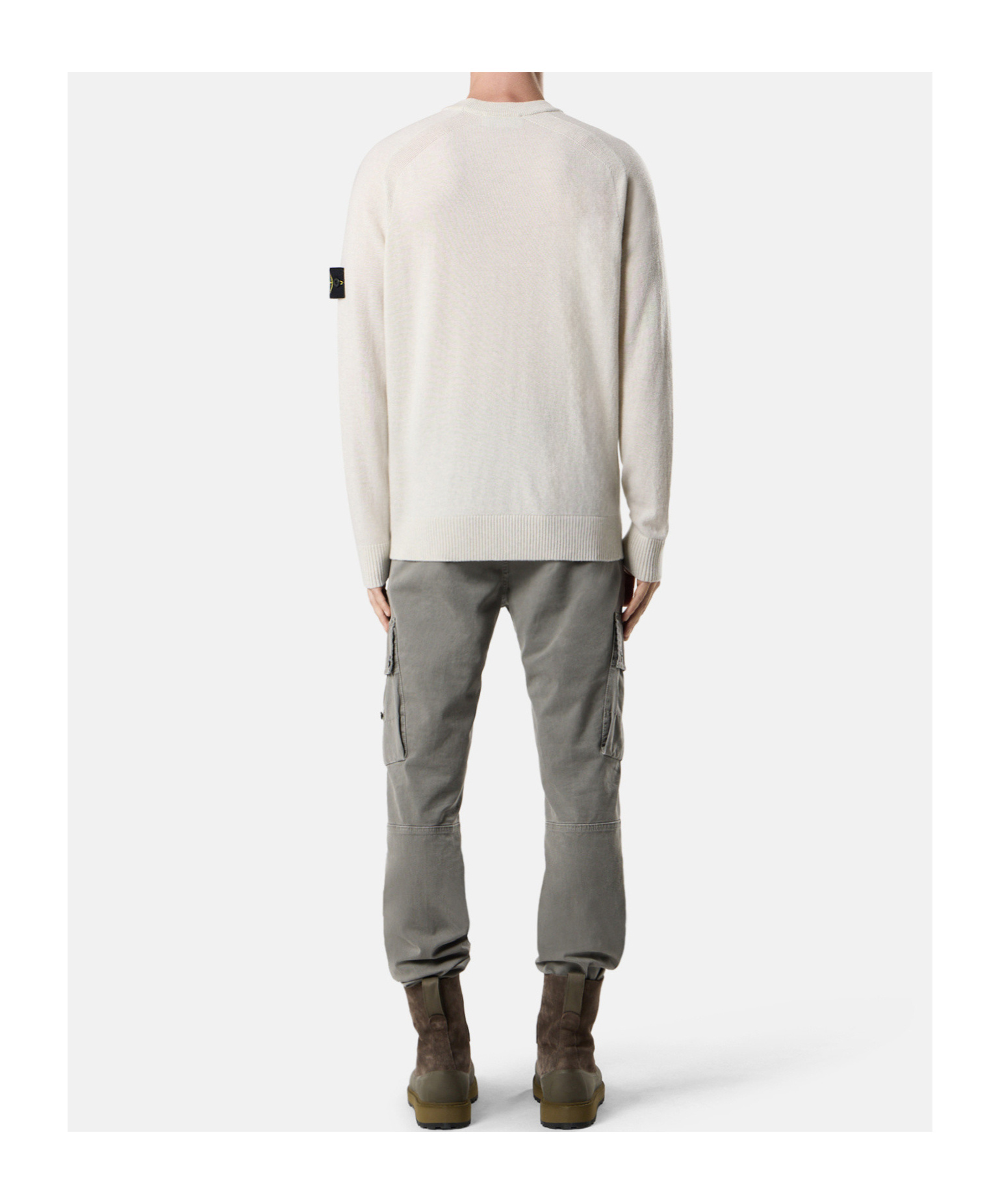 Stone Island Knit Crewneck Jumper In Light Rws Geelong Wool In White