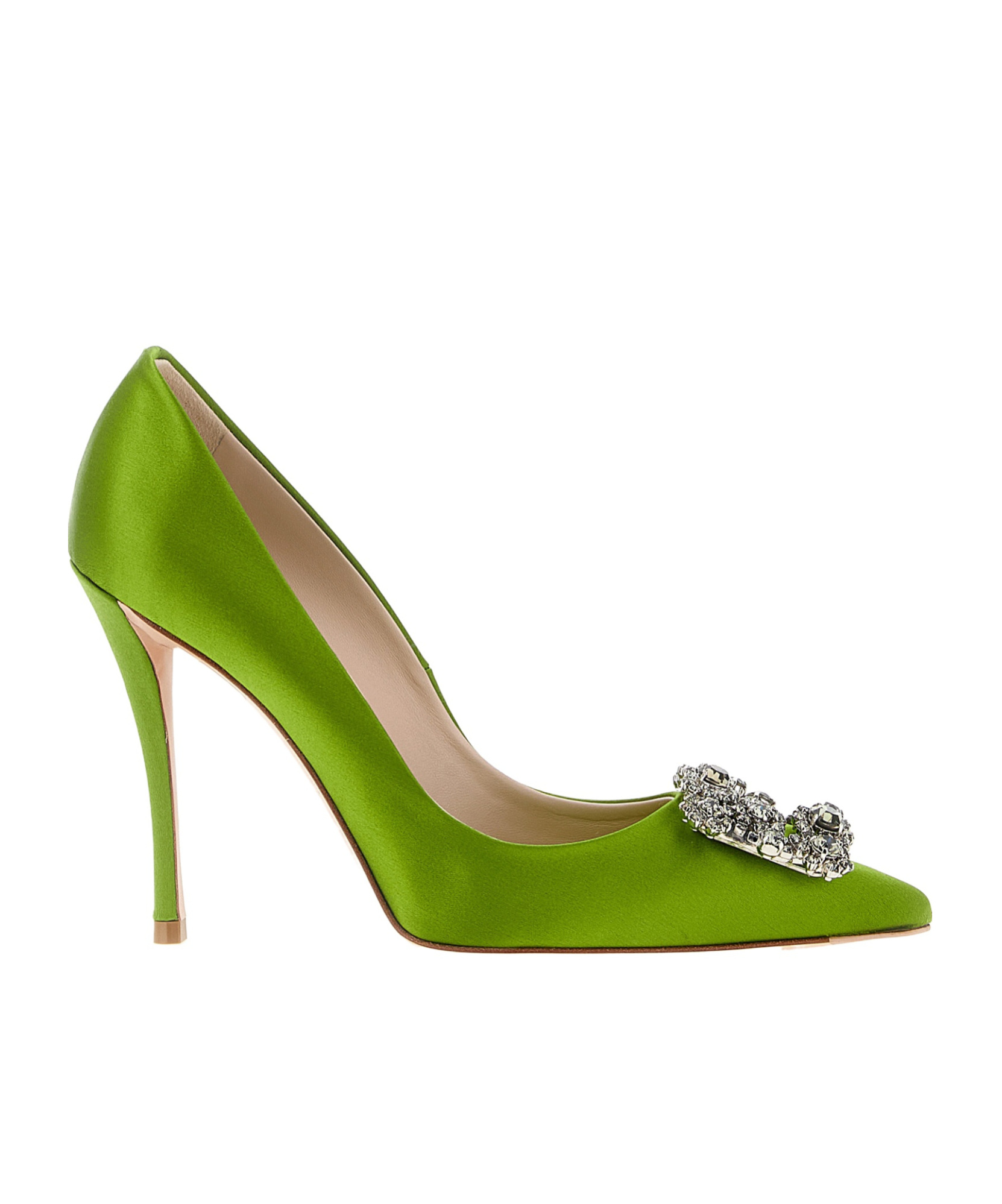 Roger Vivier Crystal Embellished Pointed Toe Pumps In Green