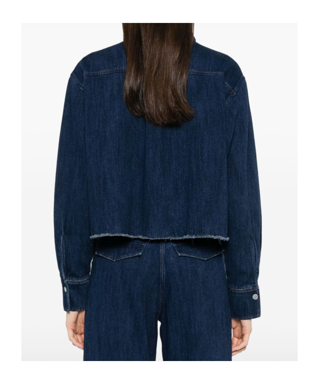 Forte Forte Cotton Denim Calvary Cropped Shirt In Blue