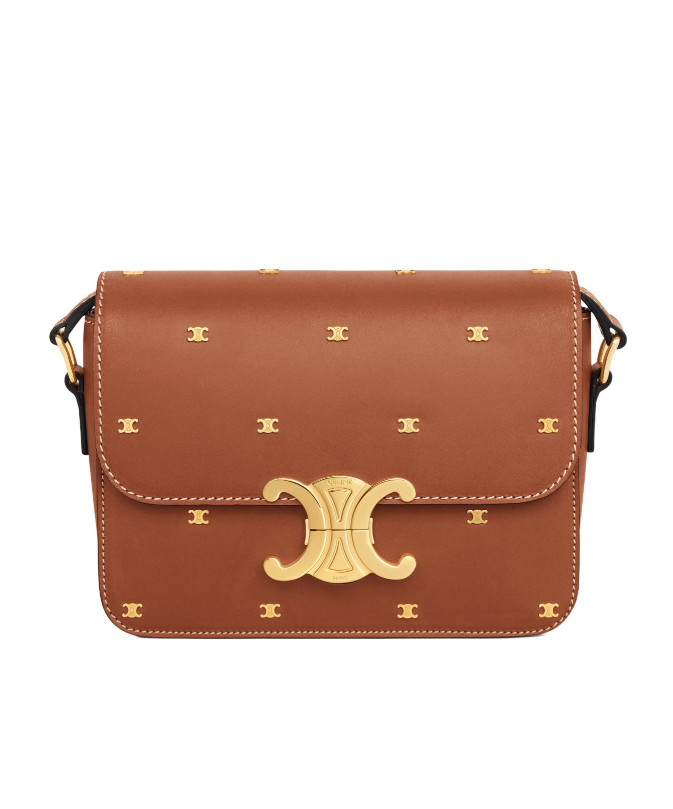 Celine Logo Shoulder Bag In Brown