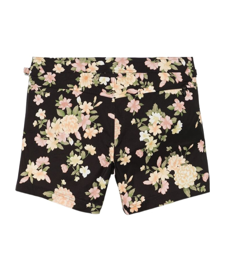 Tom Ford All-over Floral Printed Swim Shorts In Black
