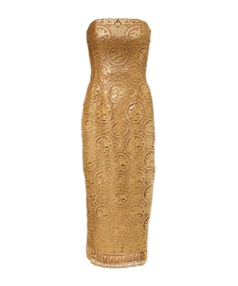 Emilia Wickstead Leila Midi Lace Formal Dress In Gold