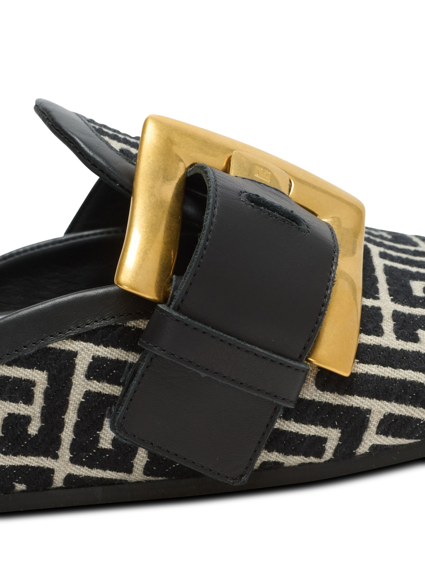 Balmain Anthem Mules In Jacquard Canvas With Pb Monogram In Multi