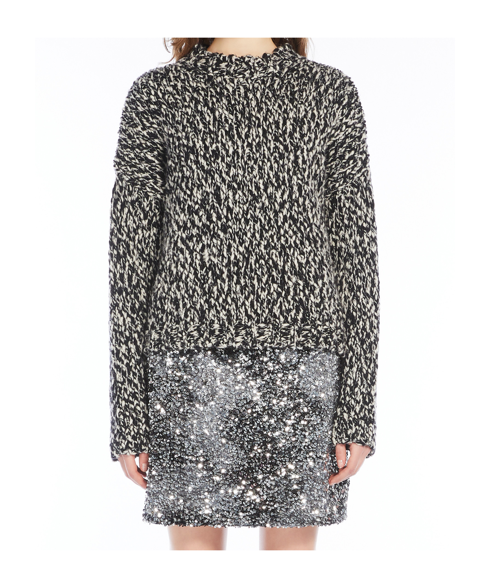 Weekend Max Mara Long-sleeved Round-neck Sweater In Black
