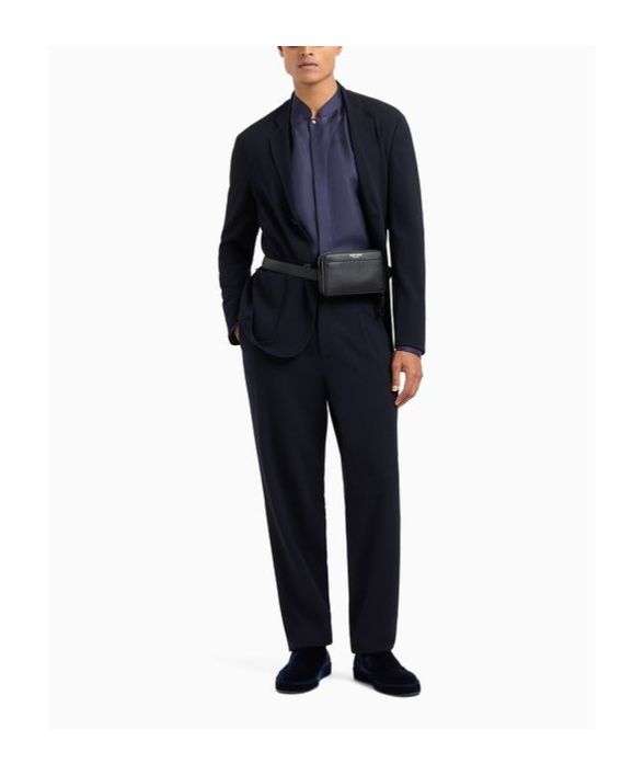 Shop Giorgio Armani Long-sleeved Suit Coat In Black