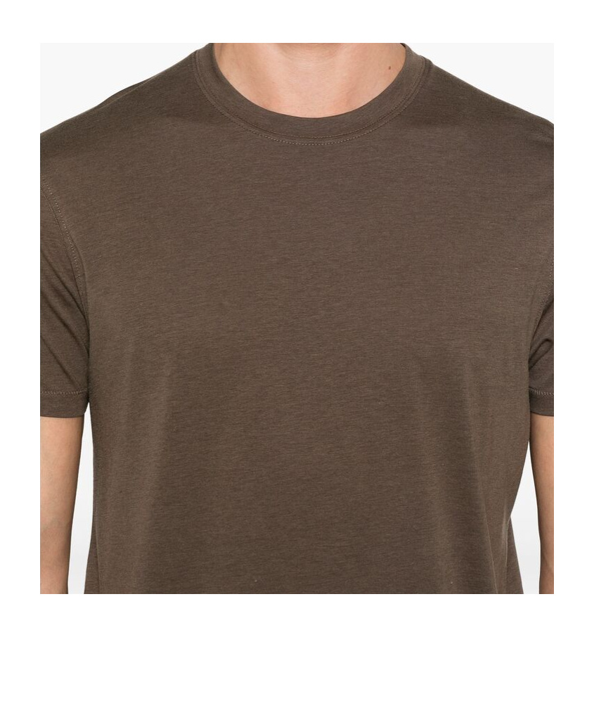 Tom Ford Regular Fit T-shirt In Lyocell And Cotton In Brown