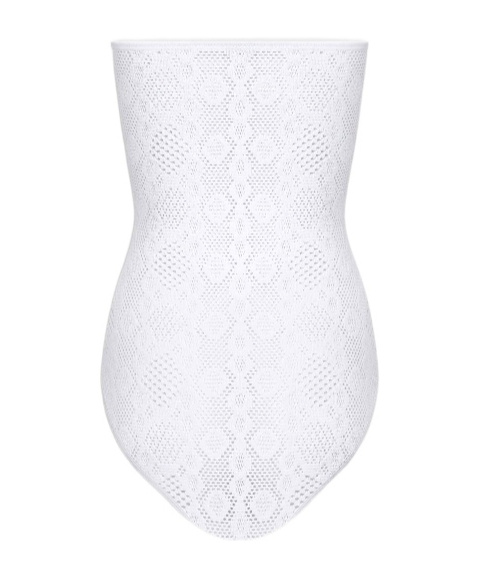 Alaïa Python Lace Knit Bustier Bodysuit In White