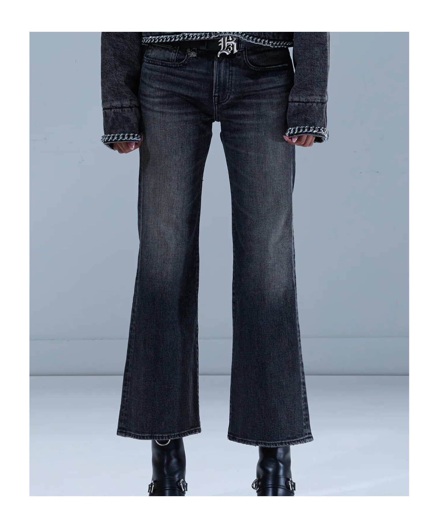 R13 Joan Kick Mid-rise Flared Jeans In Black