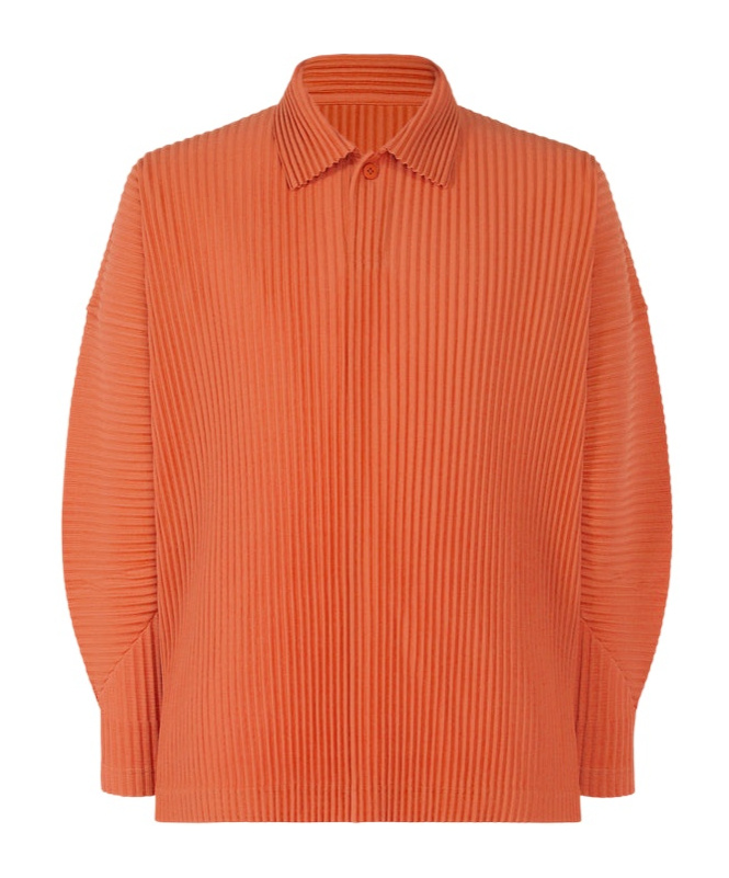 Issey Miyake Long Sleeve Ribbed Polo Shirt October In Red