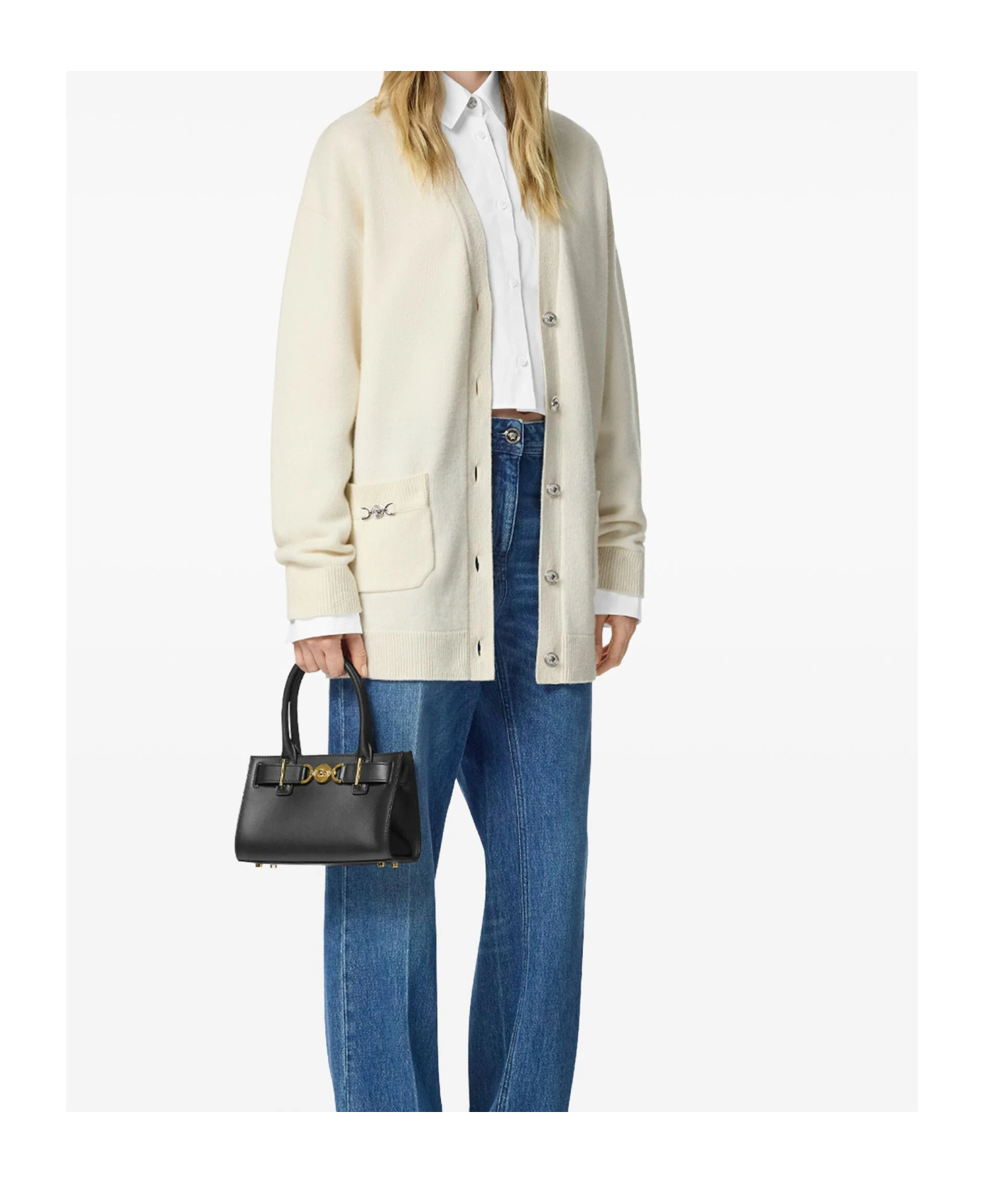 Versace V-neck Cardigan In White