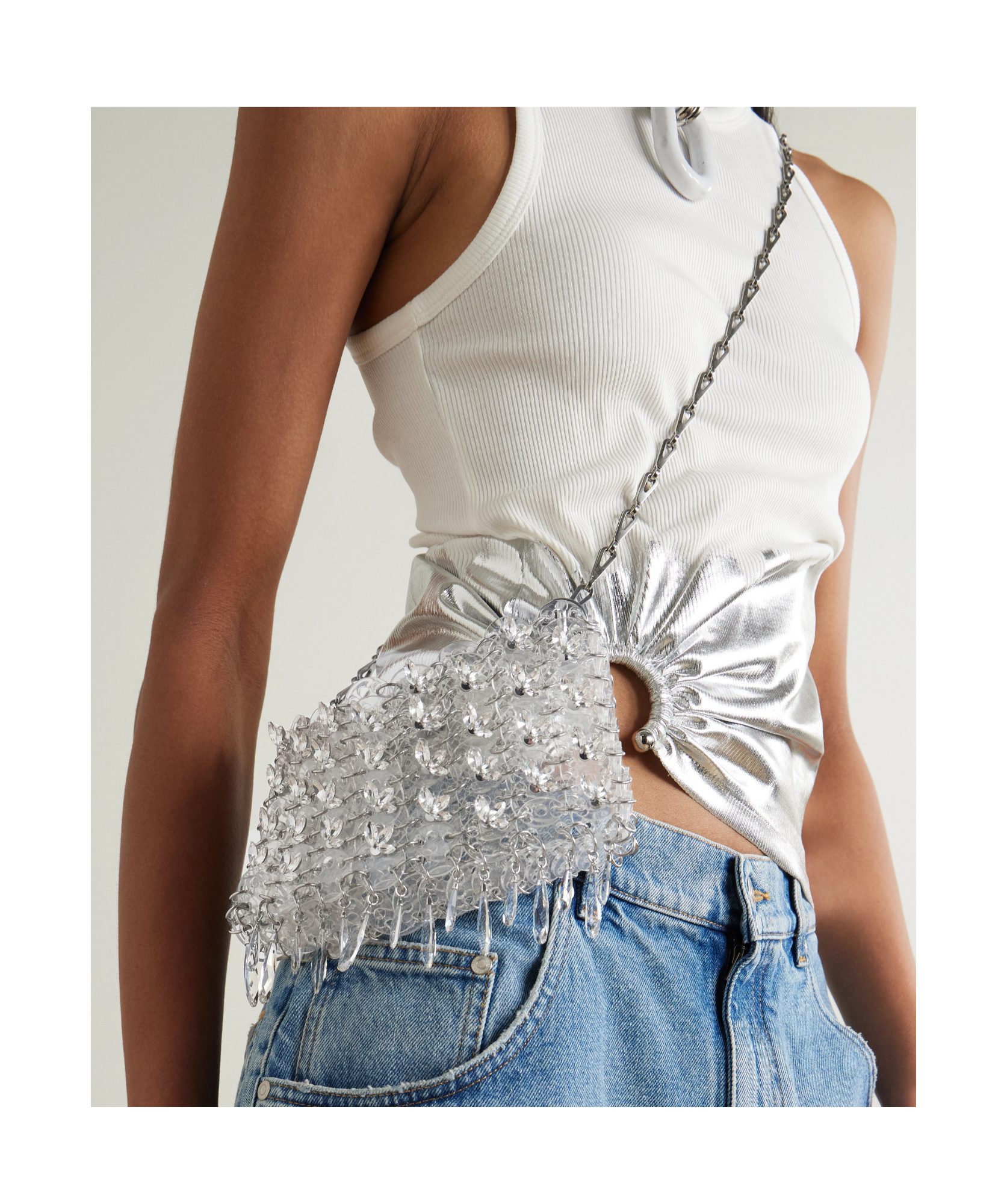 Rabanne 1969 Crystal-embellished Chainmail Shoulder Bag In White