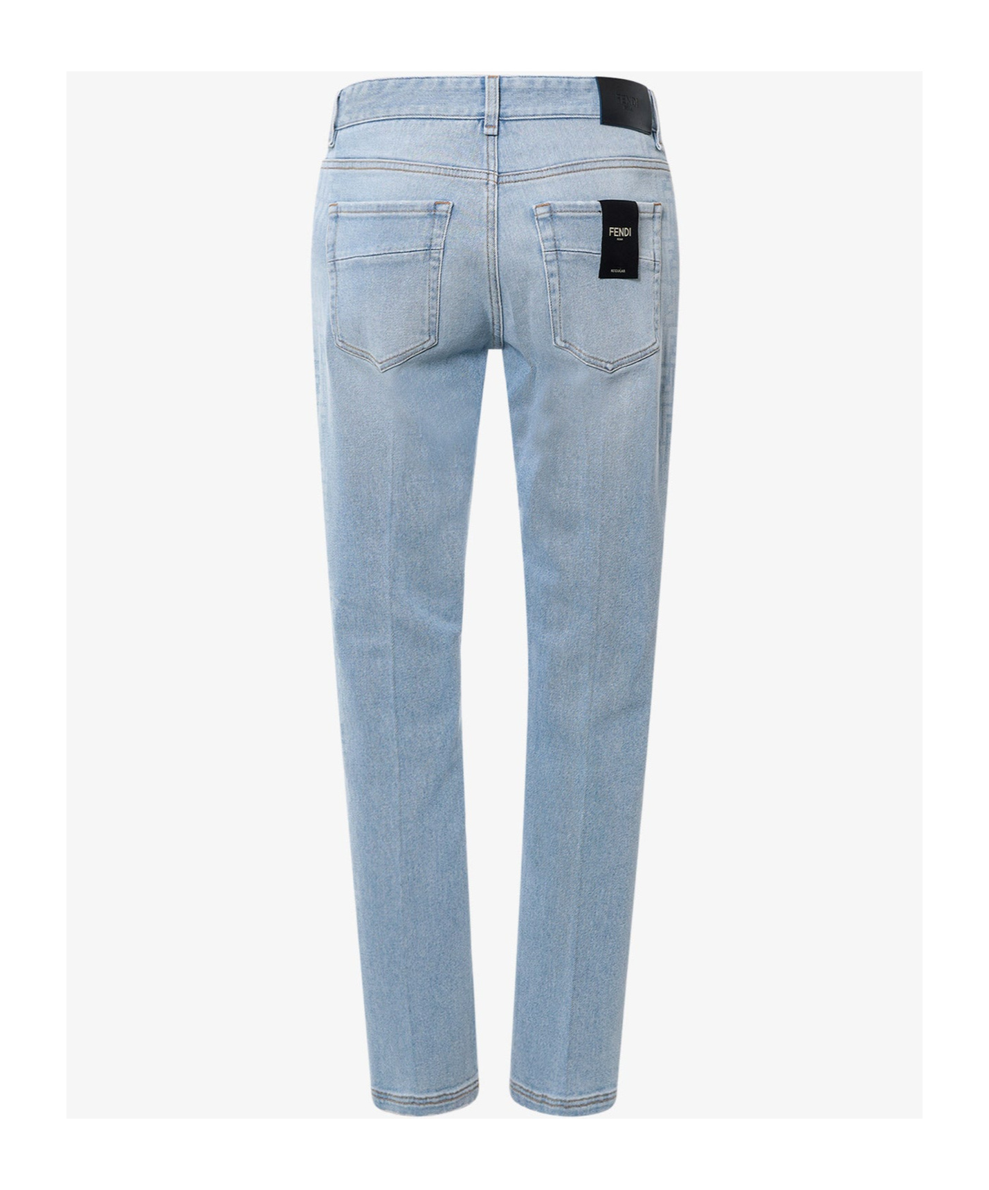 Fendi Cotton Jeans With Lateral Ff Print In Blue