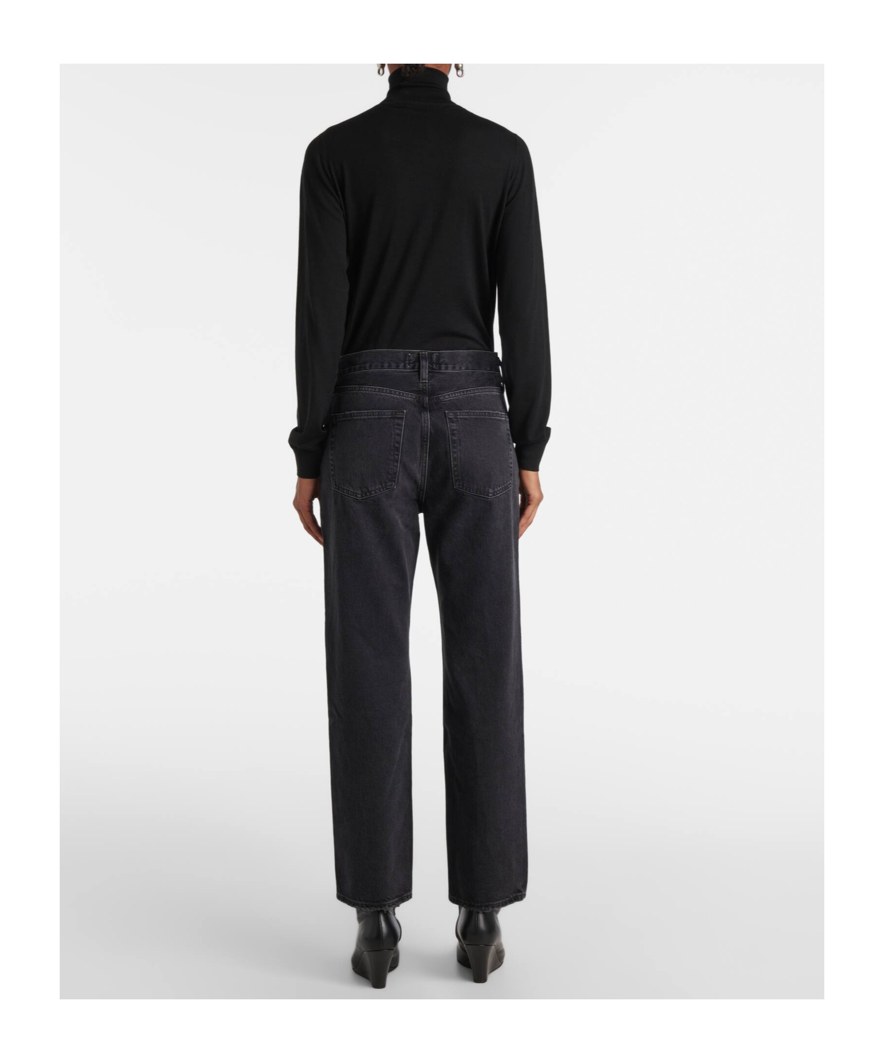 Agolde Valen Mid-rise Straight-leg Denim Trousers In Black