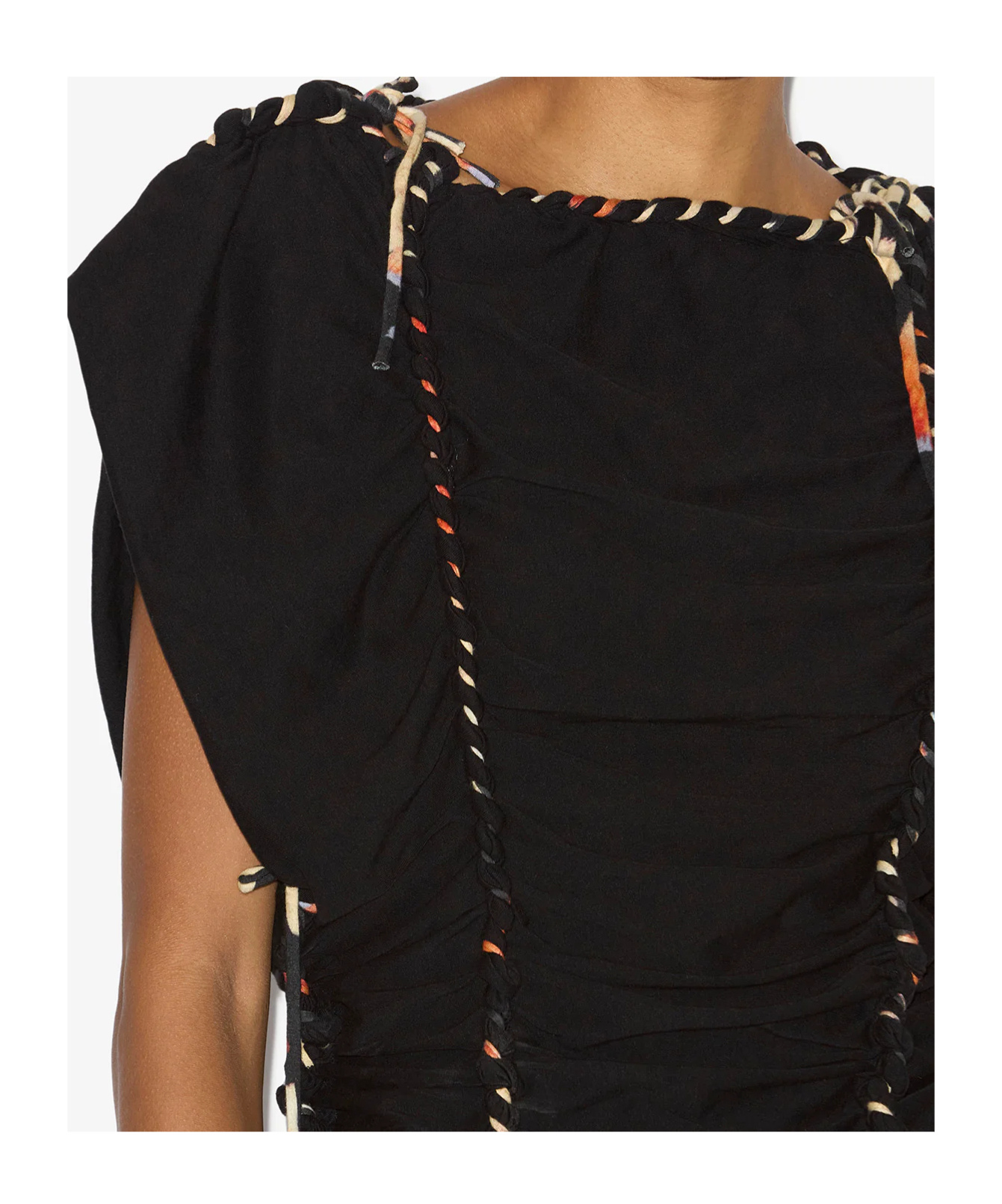 Isabel Marant Zohra Woven Jersey Top In Black